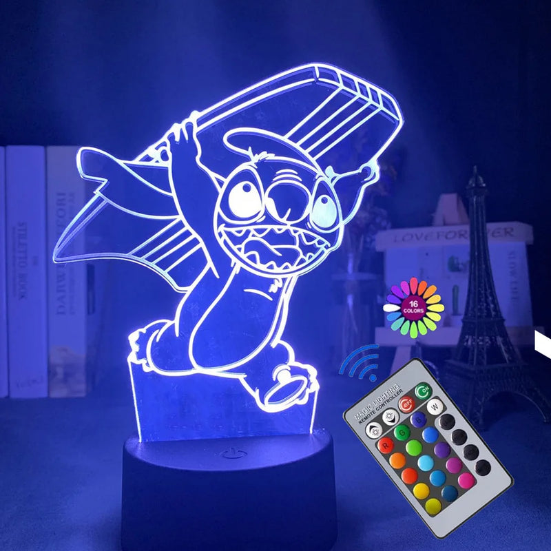 Luminária LED 3D Stitch™ – Casal Romântico com Controle Remoto