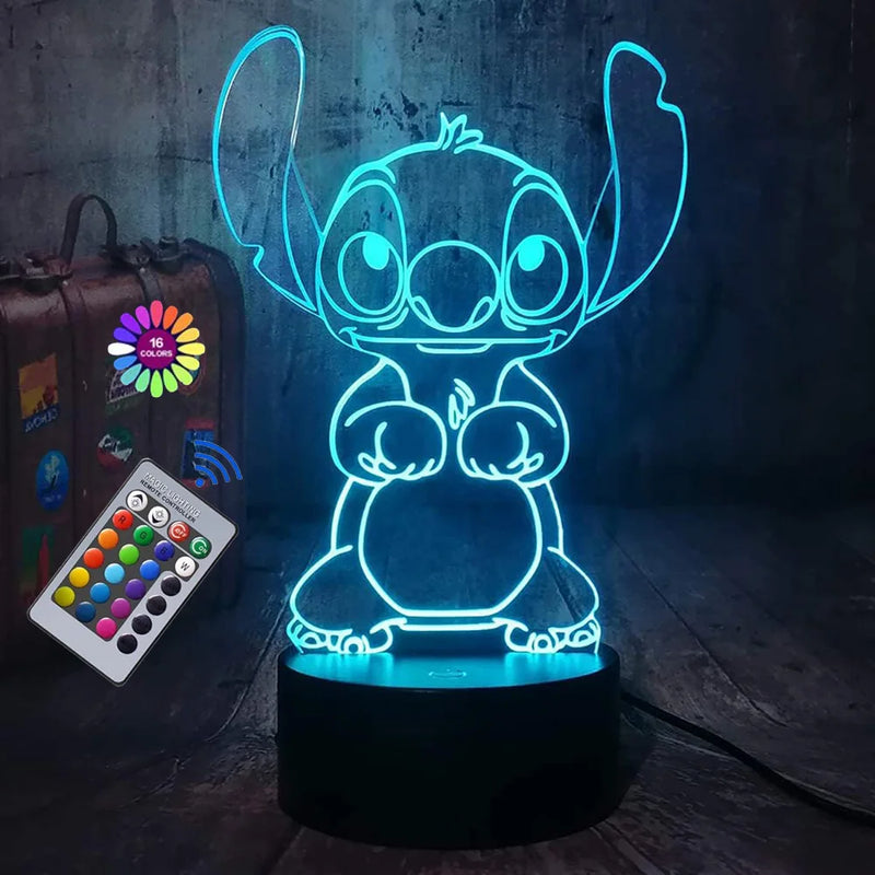 Luminária LED 3D Stitch™ – Casal Romântico com Controle Remoto