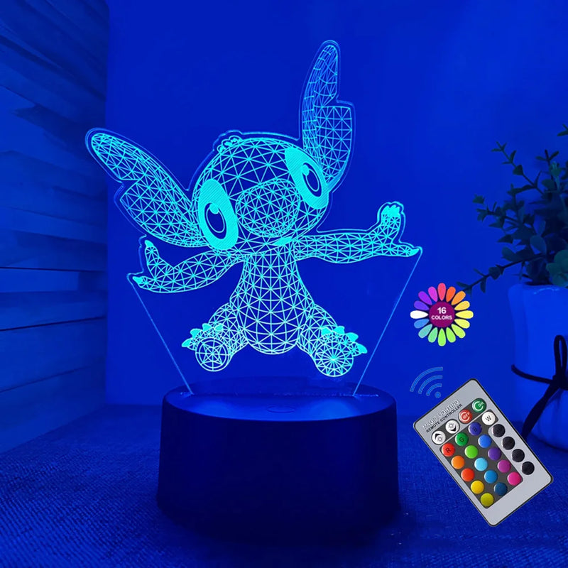 Luminária LED 3D Stitch™ – Casal Romântico com Controle Remoto